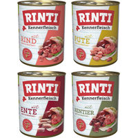 Produktbild von Rinti Kennerfleisch Hundefutter Adult Mix Rind Pute Ente Rentier 12x800g