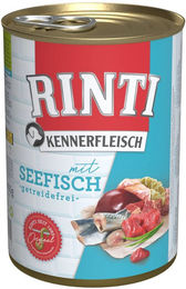 Produktbild von Rinti Kennerfleisch Hundefutter mit Seefisch und hohem Fleischanteil Stückchen in Sauce 400g