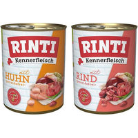 Produktbild von Rinti Kennerfleisch Hundefutter Mixpaket Rind und Huhn Stückchen in Sauce 24x800g ohne Farb- und Aromastoffe