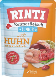 Rinti Kennerfleisch Junior Hund Huhn Getreidefrei Stückchen in Sauce 10 x 400 g - 10 x 400 g – Bild 1 von 3