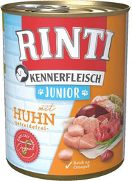 Rinti Kennerfleisch Junior Hund Nassfutter Huhn Stückchen in Sauce 400 g getreidefrei - 12 x 400 g – Bild 1 von 9