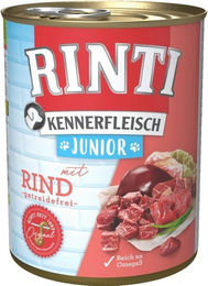 Rinti Kennerfleisch Junior Hundefutter mit Rind oder Lachs 6 x 400 g Getreidefrei mit hohem Fleischanteil - 12 x 400 g – Bild 1 von 8