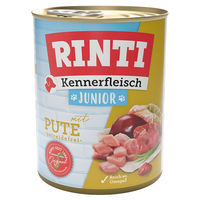 Produktbild von Rinti Kennerfleisch Junior Hundefutter Pute Stückchen in Sauce für Welpen 800 g 12 Stück