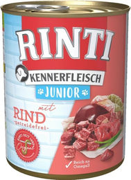 Rinti Kennerfleisch Junior Hundefutter Rind 12 x 800 g getreidefrei mit hohem Fleischanteil - 12 x 800 g – Bild 1 von 8