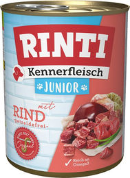 Produktbild von Rinti Kennerfleisch Junior Hundefutter Rind Stückchen in Sauce Getreidefrei 6 x 800 g - 6 x 800 g