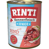Produktbild von Rinti Kennerfleisch Junior Hundefutter Rind Stückchen in Sauce Getreidefrei 6 x 800 g - 6 x 800 g