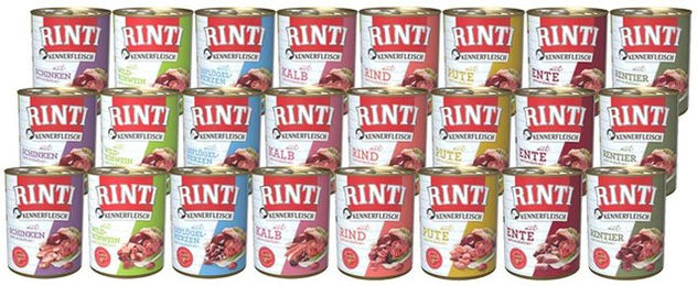 Produktbild von Rinti Kennerfleisch Mix 3 Hundefutter Stückchen in Sauce Adult 24x800g