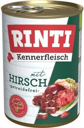 Produktbild von Rinti Kennerfleisch Nassfutter Hund Adult Hirsch Stückchen in Sauce mit hohem Fleischanteil 12x400 g