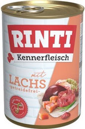 Produktbild von Rinti Kennerfleisch Nassfutter Hund Adult Lachs und Rind Stückchen in Sauce Hoher Fleischanteil 12x400 g