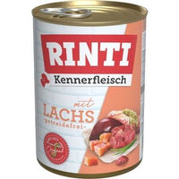 Produktbild von Rinti Kennerfleisch Nassfutter Hund Adult Lachs und Rind Stückchen in Sauce Hoher Fleischanteil 12x400 g