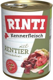 Produktbild von Rinti Kennerfleisch Nassfutter Hund Adult Rentier Stückchen in Sauce 12x400 g mit hohem Fleischanteil ohne Farb- und Aromastoffe - 12 x 400 g
