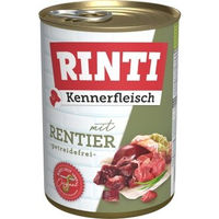 Produktbild von Rinti Kennerfleisch Nassfutter Hund Adult Rentier Stückchen in Sauce 12x400 g mit hohem Fleischanteil ohne Farb- und Aromastoffe - 12 x 400 g