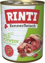 Produktbild von Rinti Kennerfleisch Nassfutter Hund Adult Wildschwein Stückchen in Sauce ohne Farb- und Aromastoffe 36x800 g - 36 x 800 g