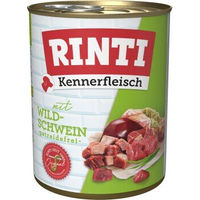 Produktbild von Rinti Kennerfleisch Nassfutter Hund Adult Wildschwein Stückchen in Sauce ohne Farb- und Aromastoffe 36x800 g - 36 x 800 g