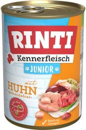 Produktbild von RINTI Kennerfleisch Nassfutter Hund Junior Huhn Stückchen in Sauce Getreidefrei 12x400 g - 12 x 400 g