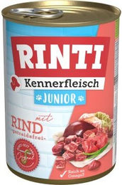 Produktbild von Rinti Kennerfleisch Nassfutter Hund Junior Rind Stückchen in Sauce Getreidefrei 12x400 g - 12 x 400 g