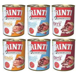 Produktbild von Rinti Kennerfleisch Nassfutter Mix Geflügelherzen Huhn und Ente für adulte Hunde getreidefrei 6x400 g