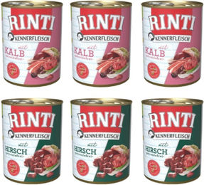 Produktbild von Rinti Kennerfleisch Nassfutter Mix Hirsch und Kalb für adulte Hunde getreidefrei 6x800 g