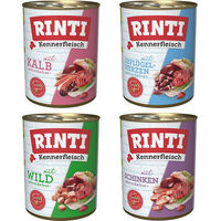 Produktbild von RINTI Kennerfleisch Nassfutter Mixpaket 1 für Hunde Adult Getreidefrei 12 x 800 g - 12 x 800 g