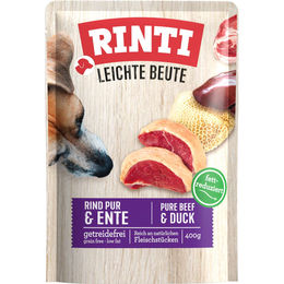 Produktbild von Rinti Leichte Beute Hundefutter Rind und Ente Stückchen in Sauce getreidefrei Light 10x400g
