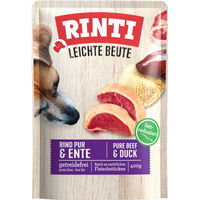 Produktbild von Rinti Leichte Beute Hundefutter Rind und Ente Stückchen in Sauce getreidefrei Light 10x400g