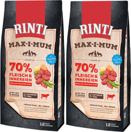 Rinti Max-i-mum Hundefutter Rind und Geflügel getreidefrei mit hohem Fleischanteil 2 x 12 kg – Bild 1 von 1