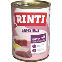 Produktbild von Rinti Sensible Hund Nassfutter Adult Ente und Huhn Hypoallergen Stückchen in Sauce 12x400 g - 12 x 400 g