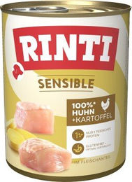 Produktbild von Rinti Sensible Hund Nassfutter Adult Huhn Stückchen in Sauce Hypoallergen 12x800 g - 12 x 800 g