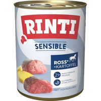 Produktbild von Rinti Sensible Hund Nassfutter Adult Pferd und Huhn Stückchen in Sauce 12x800 g Dose Monoprotein Hypoallergen - 12 x 800 g