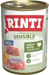 Produktbild von Rinti Sensible Hund Nassfutter Adult Pute Stückchen in Sauce Hypoallergen Monoprotein 12x400 g