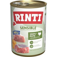 Produktbild von Rinti Sensible Hund Nassfutter Adult Pute Stückchen in Sauce Hypoallergen Monoprotein 12x400 g