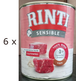 Rinti Sensible Hund Nassfutter Rind mit Reis Adult 6 x 800 g - 800 g – Bild 1 von 7