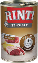 Rinti Sensible Hundefutter Lamm und Kartoffel Stückchen in Sauce Adult 12 x 400g Getreidefrei - 12 x 400 g – Bild 1 von 6