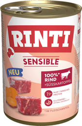 Rinti Sensible Hundefutter Rind und Süßkartoffel Stückchen in Sauce 6 x 400 g - 6 x 400 g – Bild 1 von 4