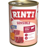 Produktbild von Rinti Sensible Hundefutter Rind und Süßkartoffel Stückchen in Sauce 6 x 400 g - 6 x 400 g