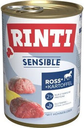 Produktbild von Rinti Sensitive Hund Nassfutter Adult Pferd und Huhn Stückchen in Sauce Hypoallergen 6x400 g - 6 x 400 g