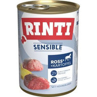 Produktbild von Rinti Sensitive Hund Nassfutter Adult Pferd und Huhn Stückchen in Sauce Hypoallergen 6x400 g - 6 x 400 g