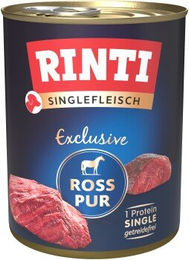Produktbild von Rinti Singlefleisch Exclusive Ross pur Hundefutter mit Rind Stückchen getreidefrei hypoallergen Monoprotein 24x800 g