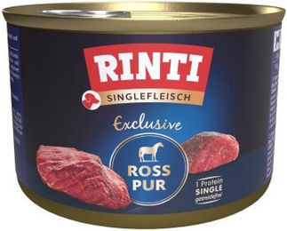 Produktbild von Rinti Singlefleisch Exclusive Ross pur Hundefutter mit Rind Stückchen getreidefrei und hypoallergen 12x185 g