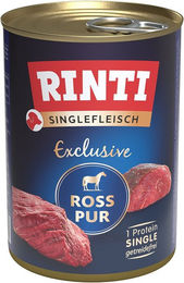 Produktbild von Rinti Singlefleisch Exclusive Ross pur Hundefutter Monoprotein Getreidefrei 12x400g