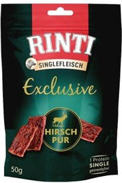 Produktbild von Rinti Singlefleisch Exclusive Snack Pur Hirsch Trockenfleisch für Hunde getreidefrei und hypoallergen 2x50g