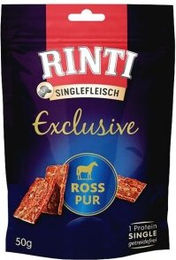 Produktbild von Rinti Singlefleisch Exclusive Snack Pur Pferd Trockenfleisch Hypoallergen Getreidefrei Monoprotein 2x50g - 2 x 50 g
