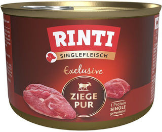 Produktbild von Rinti Singlefleisch Exclusive Ziege pur Monoprotein Hundefutter für alle Altersstufen 12x185g