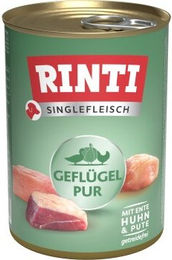 Produktbild von Rinti Singlefleisch Geflügel pur Stückchen in Sauce getreidefrei und hypoallergen 12x400 g - 12 x 400 g