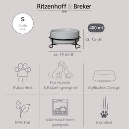 Ritzenhoff & Breker Napfset Taro 2-teilig aus Keramik grau für Hunde und Katzen – Bild 1 von 5