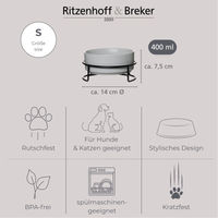 Produktbild von Ritzenhoff & Breker Napfset Taro 2-teilig aus Keramik grau für Hunde und Katzen