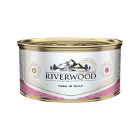 Produktbild von Riverwood Katzenfutter Kaviar Thunfisch mit Lachs in Gelee getreidefrei und glutenfrei 24x85g