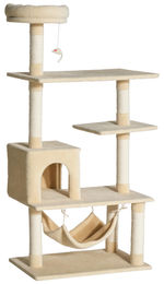 Robuster Katzenbaum in Beige mit Plattformen und Hängematte 70 x 40 x 152 cm – Bild 1 von 1