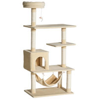 Produktbild von Robuster Katzenbaum in Beige mit Plattformen und Hängematte 70 x 40 x 152 cm