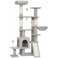 Produktbild von Robuster mehrstöckiger Katzenkratzbaum für Kitten in Grau mit Sisal und Hängematte